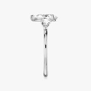 Pear Cut - Plain Band - Three Stone Ring - 0.25 Ct Side Stone each - 18 K Gold